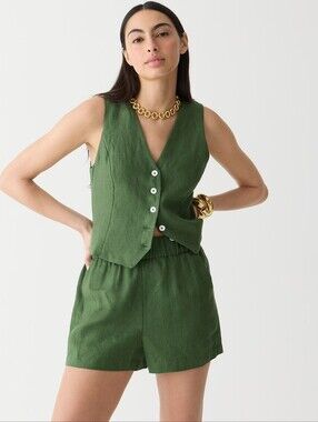 J.Crew Green Linen Relaxed Shorts XS